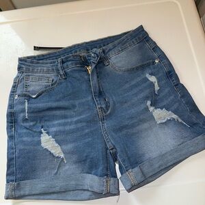 Denim Blue Distressed Women's Shorts